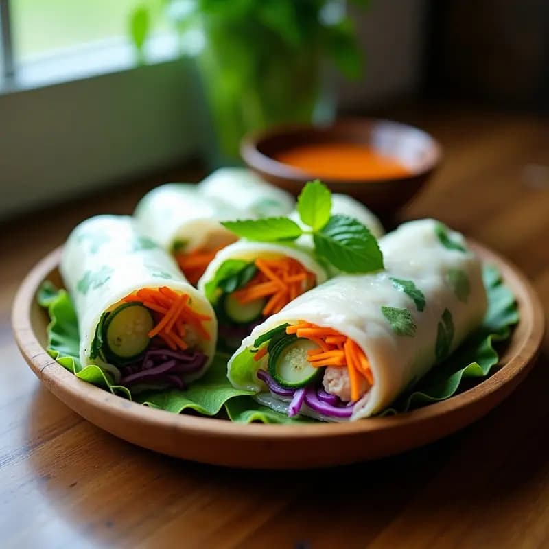 Rollitos de Primavera Vietnamese con Cerdo y Vermicelli: Receta Fresca y Crujiente para Entrante