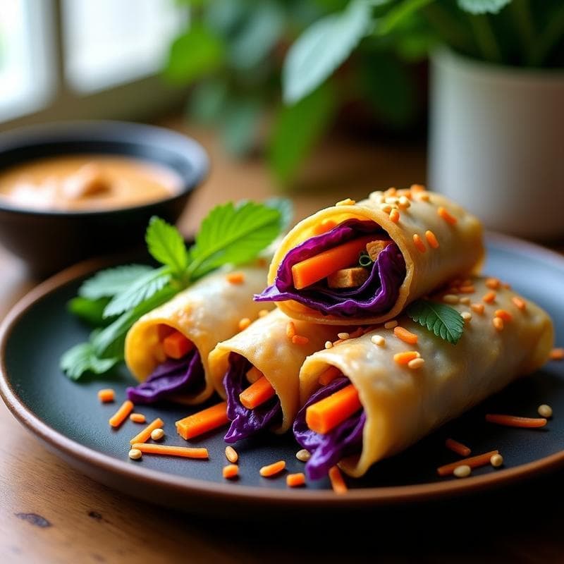 Rollitos de Primavera de Col Morada y Tempeh: Receta Vietnamita Vegana en Airfryer