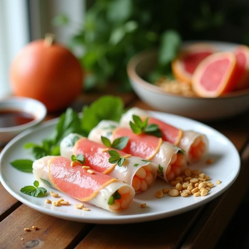 Rollitos de Primavera de Langostino y Pomelo Rosa: Receta Vietnamita Crujiente