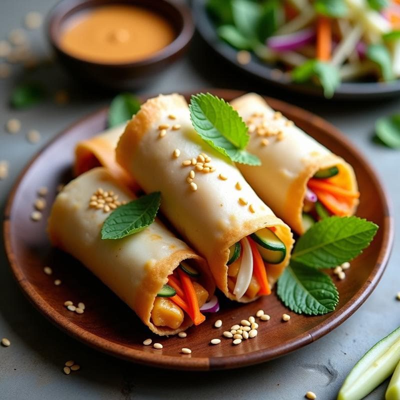 Rollitos de primavera con Fillos de Arroz y Relleno de Tofu Ahumado: Receta Vietnamita en Airfryer