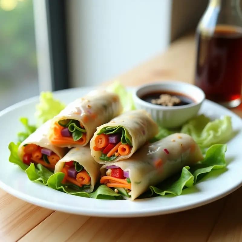 Rollitos de Primavera Veganizados con Tallarines de Calabacín y Salsa Hoisin: Receta China en 20 Minutos