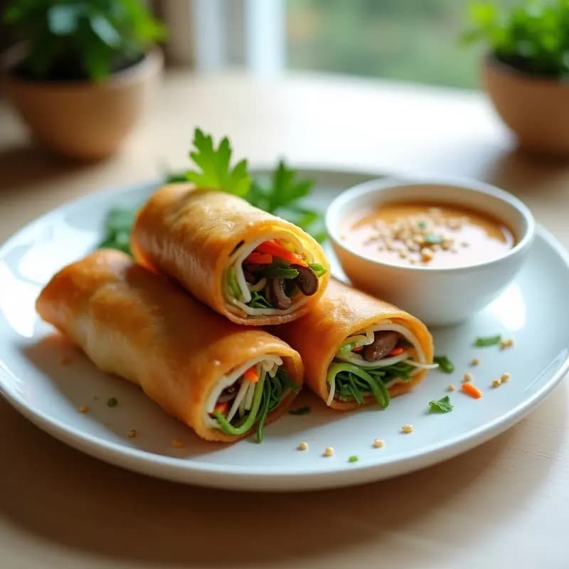 Rollitos de Primavera Vegetarianos con Salsa de Cacahuate: Entrante Chino en Airfryer