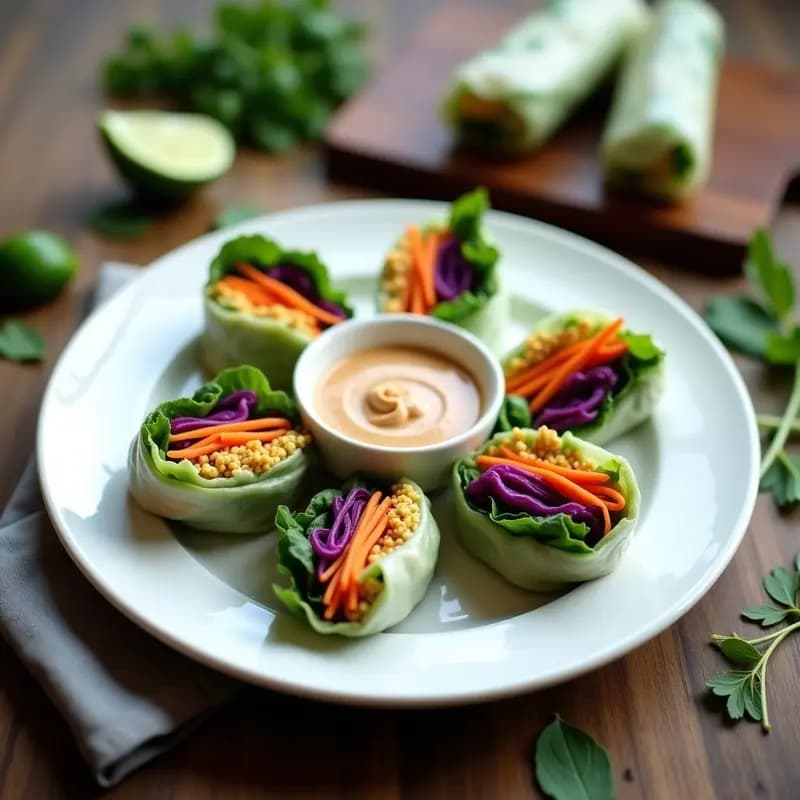 Rollitos de Primavera Vietnamitas con Salsa de Cacahuete: Entrante Fresco y Sin Freír