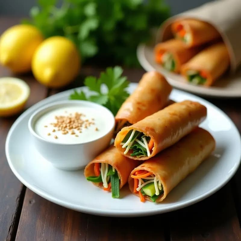 Rollitos de Prima Vera con Salsa de Yogur: Entrante Chino Vegano y Crujiente