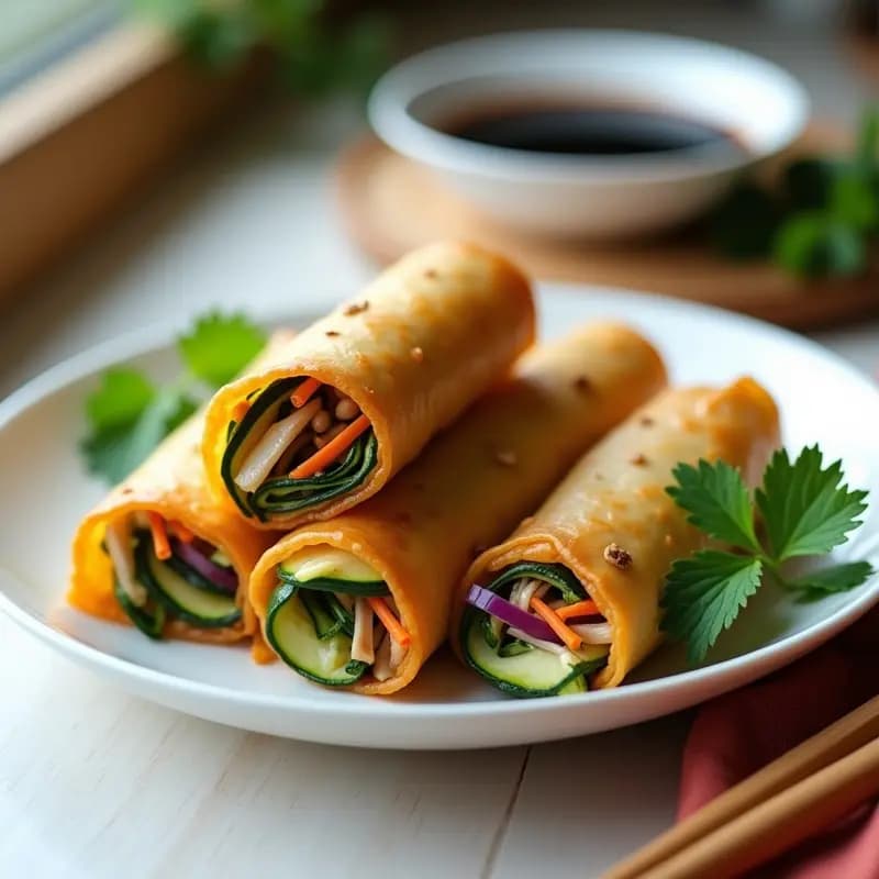 Rollitos de Primavera Vietnamitas de Zucchini y Hongos Shitake: Receta en Airfryer Sin Fritura