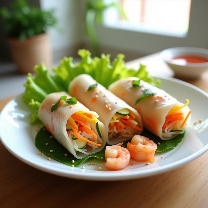 Rollos de Primavera de Langostino y Mango con Salsa Sriracha: Receta Vietnamita en 20 Minutos