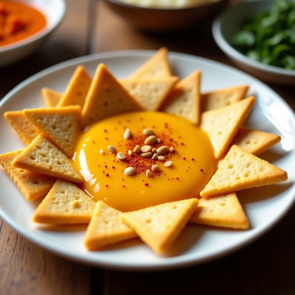 Salsa de Aji Amarillo y Maní con Crujientes de Maíz: Aperitivo Peruano Vegano y Sin Gluten