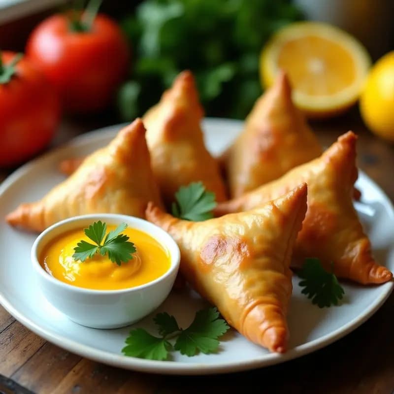 Samoosa de Pollo y Cilantro con Chutney de Mango: Receta India Crujiente en Airfryer