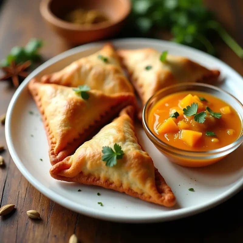 Samosa de Coliflor al Horno con Chutney de Mango Picante: Receta India Keto y Sin Frito
