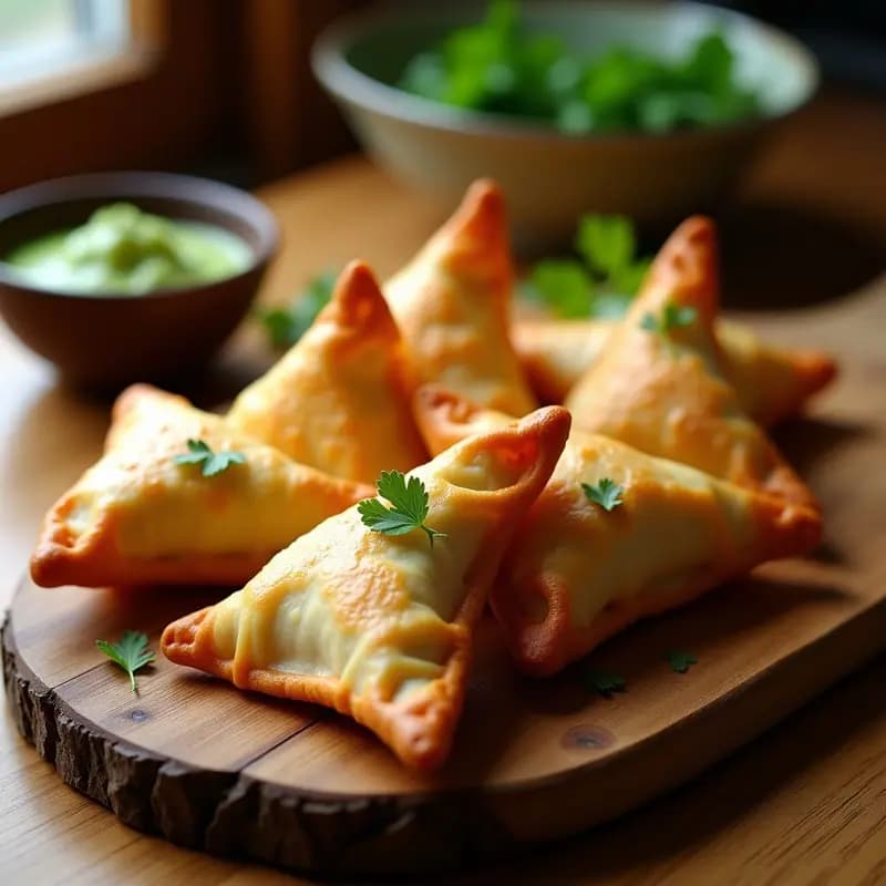 Samosa de Patata y Guisantes con Masa de Coliflor: Aperitivo Indie Sin Harina