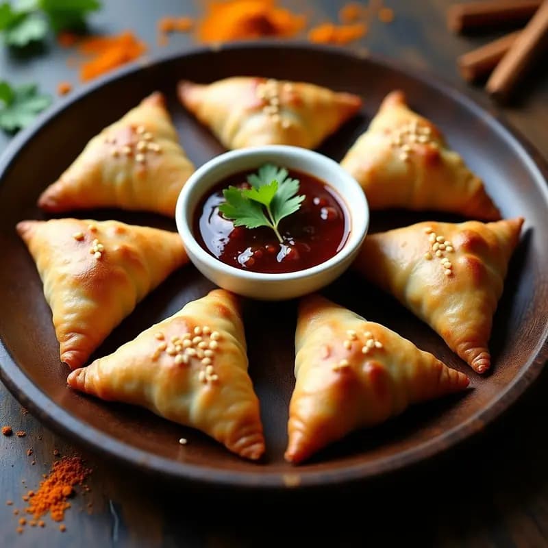 Samosa de Patata Morada y Guisantes con Salsa de Tamarindo: Entrante Indio Sin Fritura en Airfryer