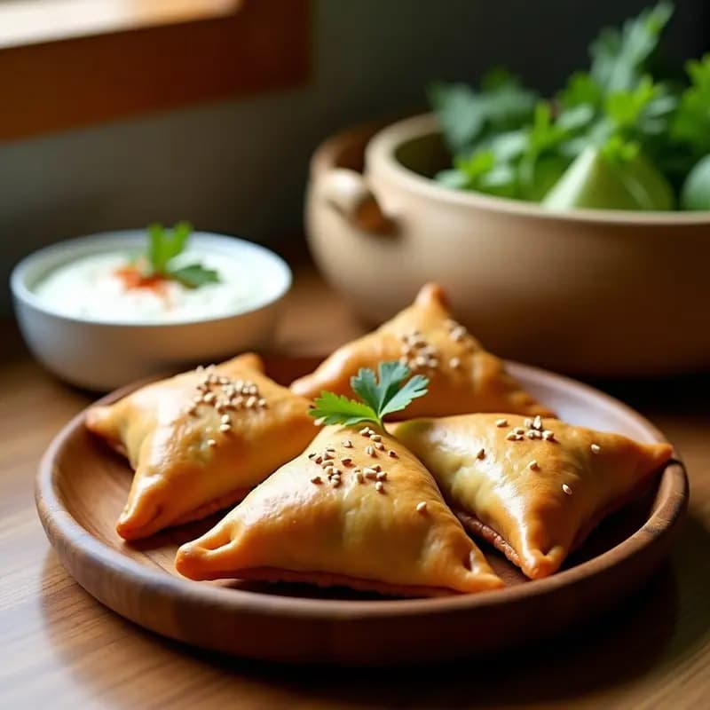 Samosa de Quinoa y Espinacas: Aperitivo Indio en Airfryer con Salsa de Yogur