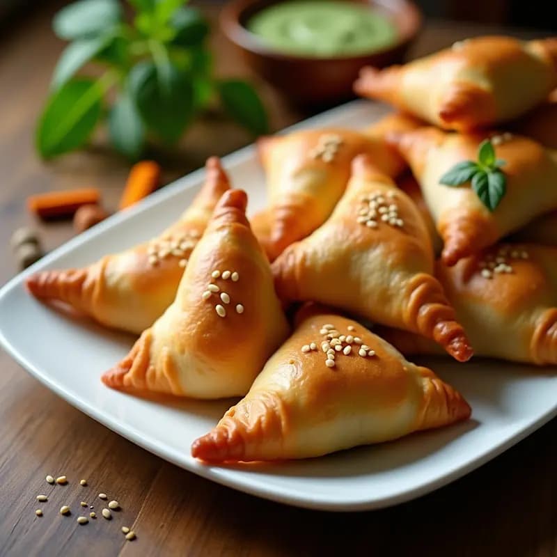 Samosas Indian de Patata y Guisantes con Masala: Empanadillas Fritas Tradicionales en Airfryer
