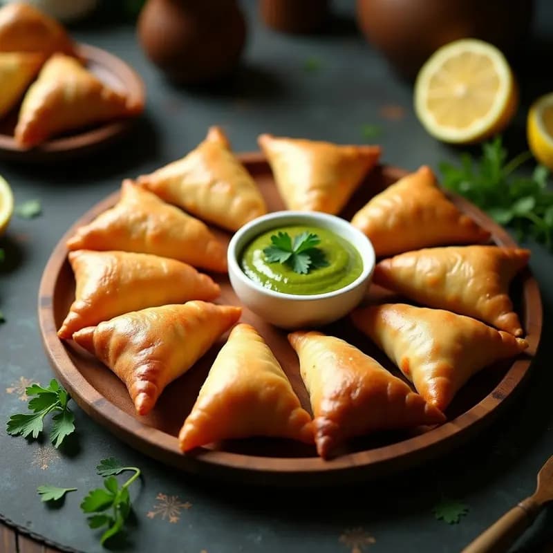 Samossas de Patata y Guisantes con Sava de Cilantro: Aperitivo Indio en Airfryer