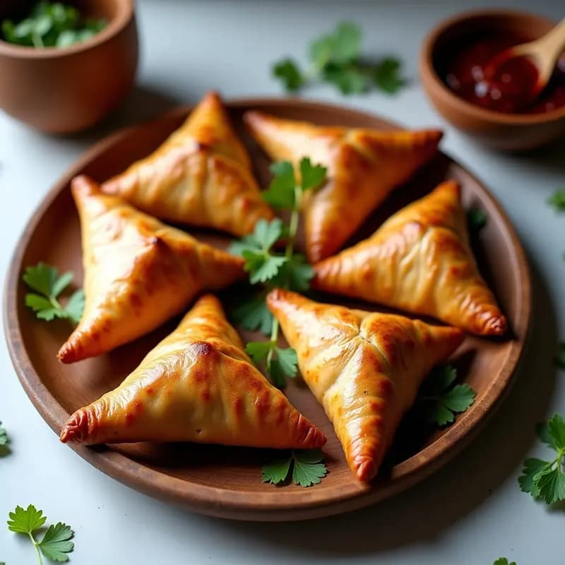 Samusas de Col Morada y Patata con Chutney de Tamarindo: Receta India Vegana en Airfryer