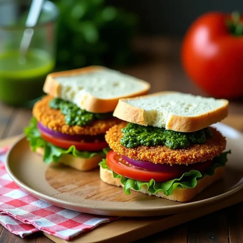 Sándwich de Miga con Milanesa de Berenjena y Chimichurri: Receta Argentina Vegana para Tupper