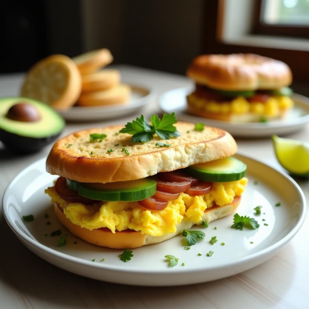 Sándwich de Pan de Yuca con Huevos Revuelto y Aguacate: Desayuno colombiano sin gluten