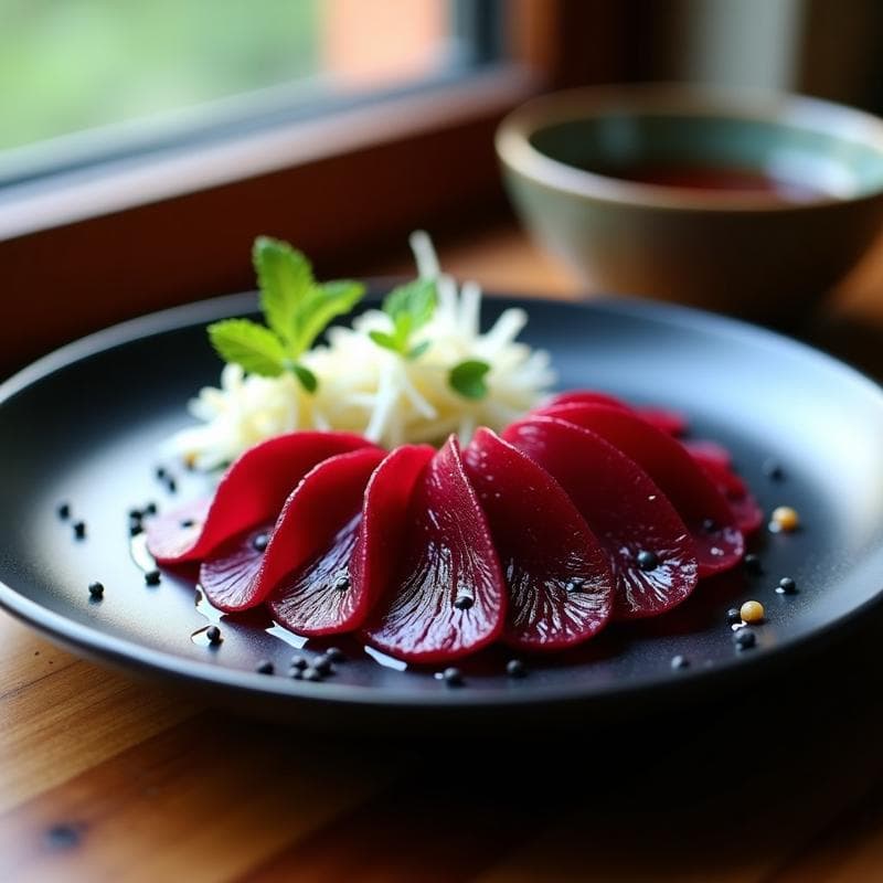 Sashimi de Remolacha Marinada en Salsa Ponzu: Receta Vegana Japonesa con Textura de Pescado