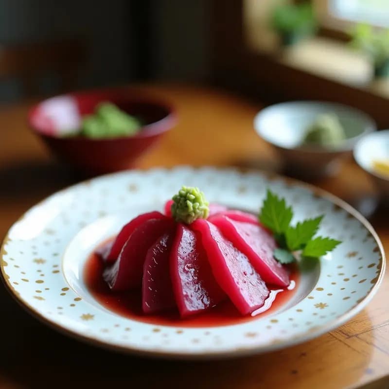 Sashimi de Remolacha Marina con Wasabi de Rábano Picante: Receta Vegana y Sin Pescado