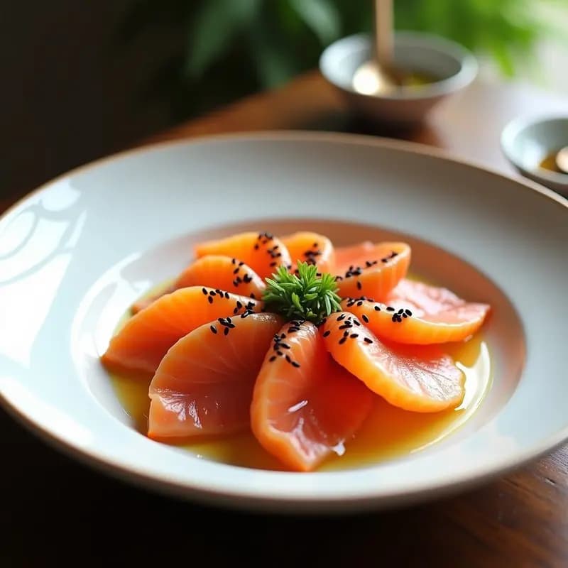 Sashimi de Salmón con Marinada de Wasabi y Miel: Entrante Japonés Gourmet en 10 Minutos y Sin Gluten