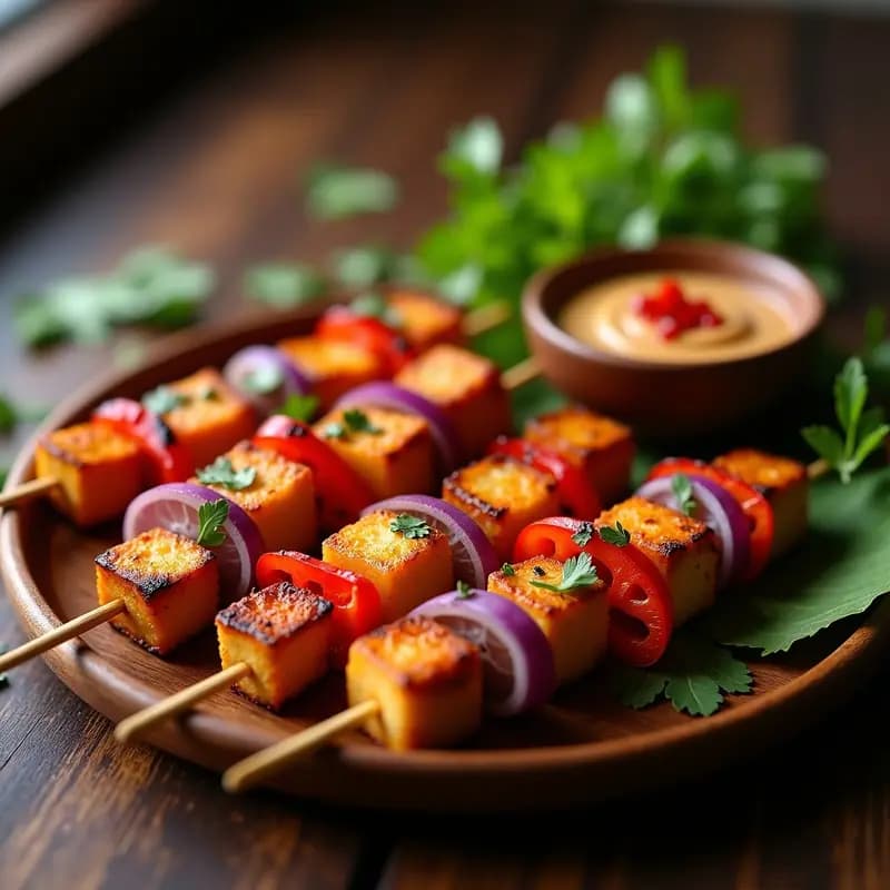 Satay de Tempeh con Salsa de Cacahuete: Brochetas Indonesia Veganasy y Proteicas