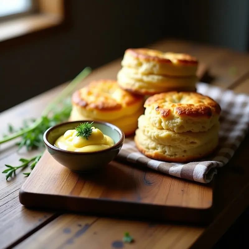 Scones de Queso Cheddar y Cebollino con Mantequilla de Ajo: Receta Inglesa para Tupper