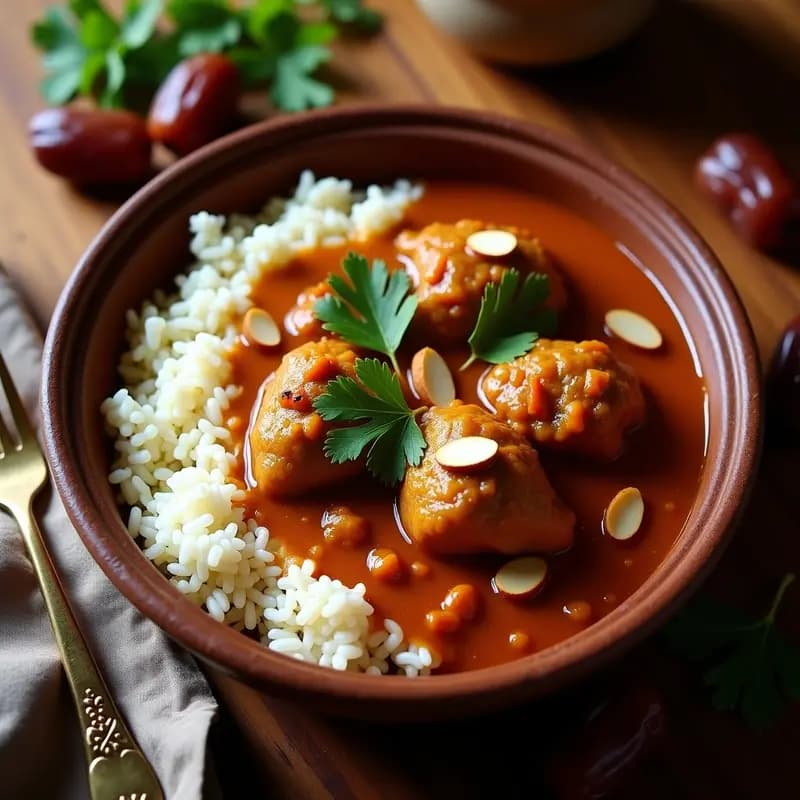Shakriyeh Iraquí con Pollo y Arroz: Estofado Ácido-Dulce con Tamarindo y Dátiles