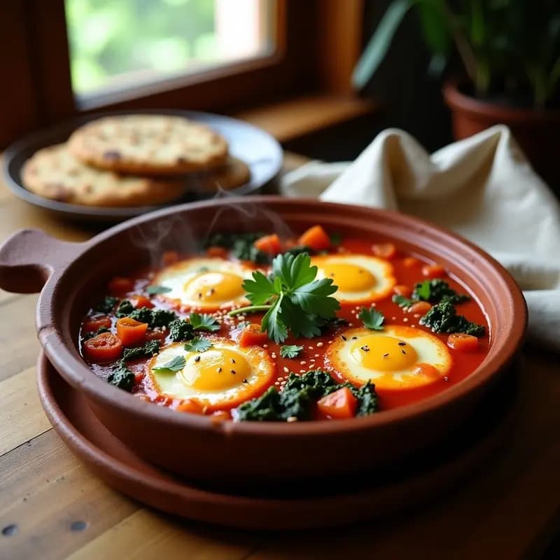 Shakshuka de Berenjena y Espinacas: Receta Árabe Vegana en Una Sola Olla