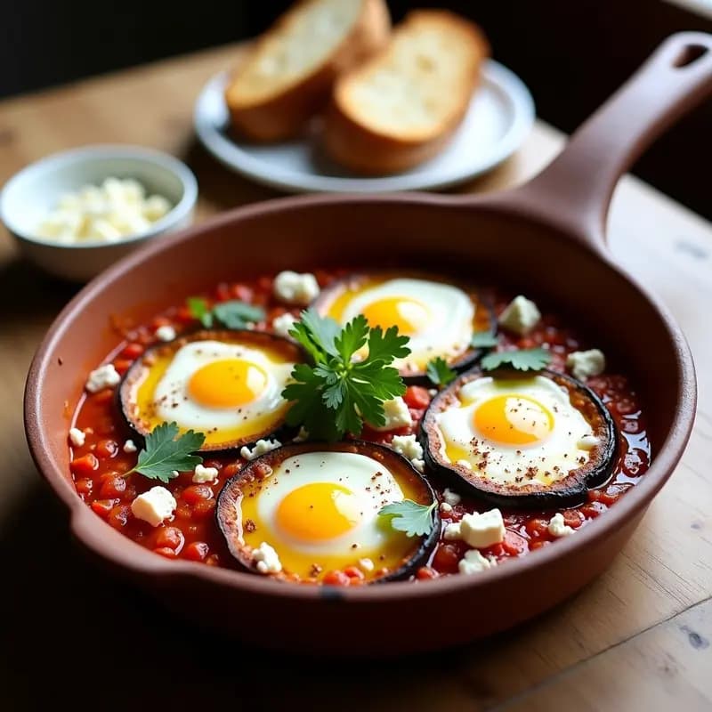 Shakshuka con Berenjena Asada y Queso Feta: Receta Norteafricana para Brunch