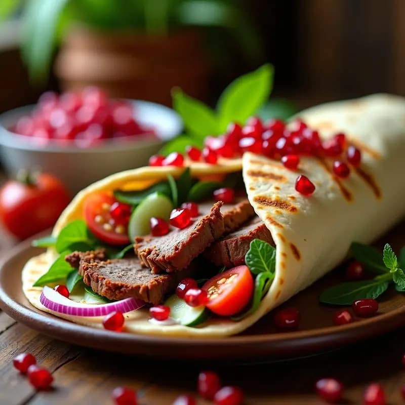 Shawarma de Cordero con Salsa de Tahini y Granadas: Receta de Oriente Medio para Wrap