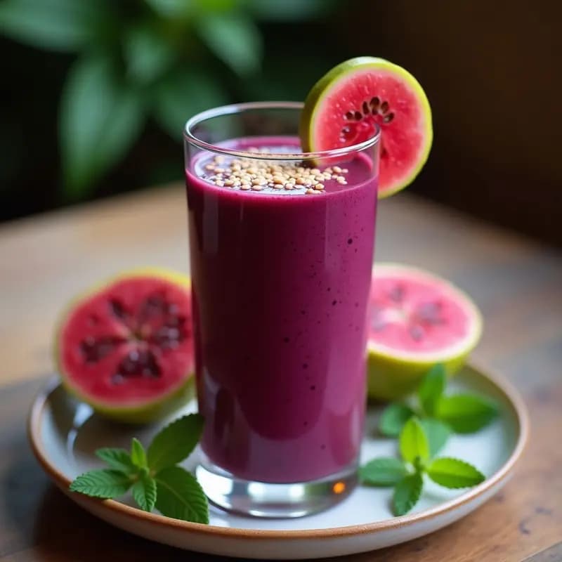 Smoothie de Açaí y Guayaba con Semillas de Sésamo: Bebida Brasileña Antioxidante