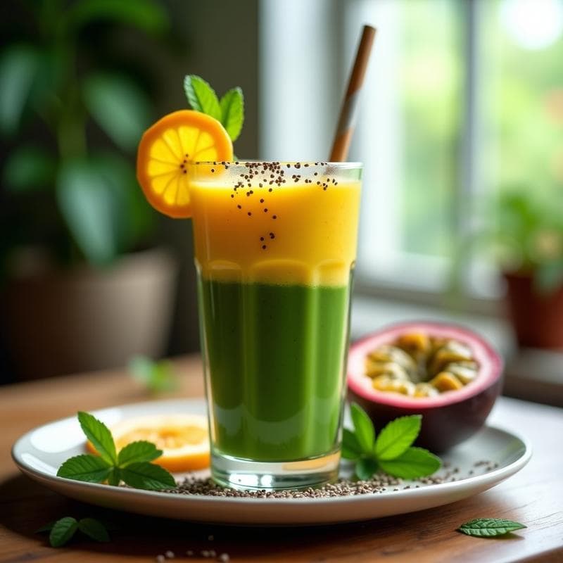 Smoothie de Algas Chlorella y Maracuyá con Semillas de Chía: Bebida Detox y Energizante