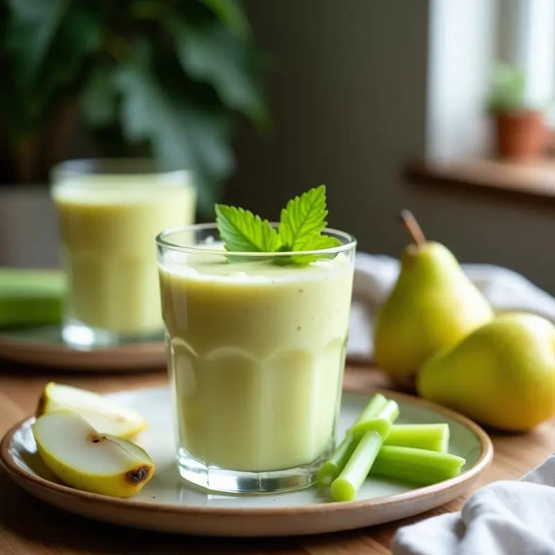 Smoothie de Apio, Pera y Jengibre con Agua de Coco: Bebida Detox para la Resaca