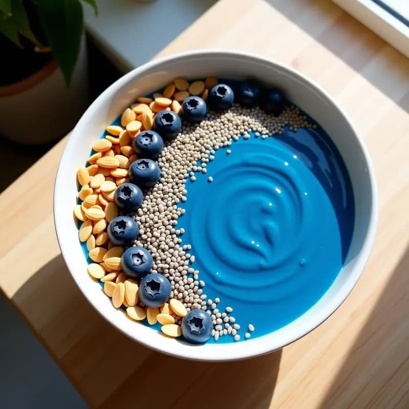 Smoothie Bowl de Açaí y Blue Spirulina: Desayuno Superalimento Azul Eléctrico