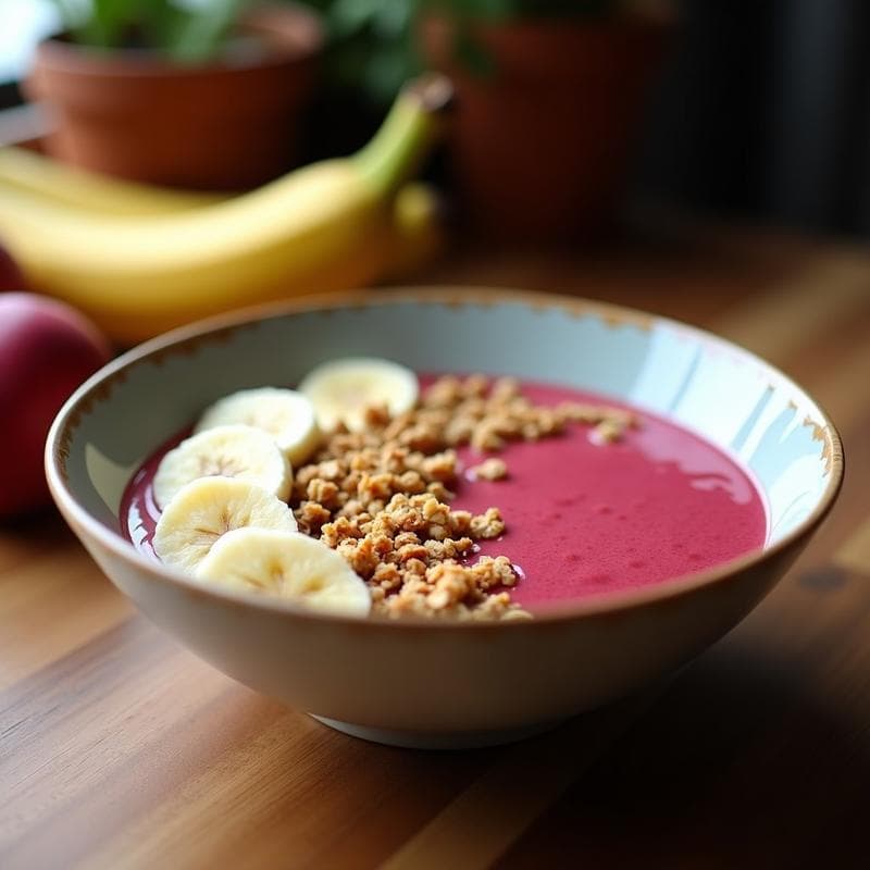 Smoothie Bowl de Acerola y Banana: Desayuno brasileño con granola de coco