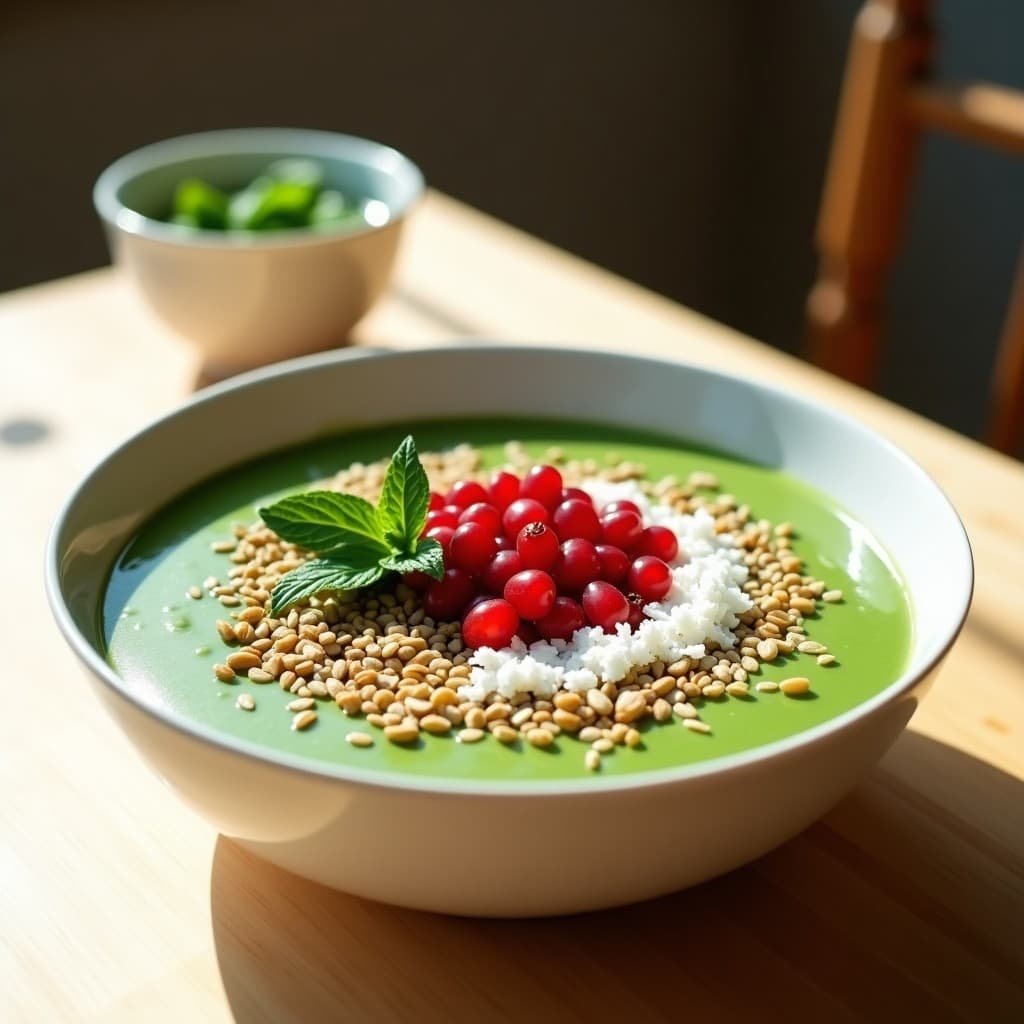 Smoothie Bowl de Clorofila con Espirulina y Frutas Tropicales: Desayuno Detox en 5 Minutos