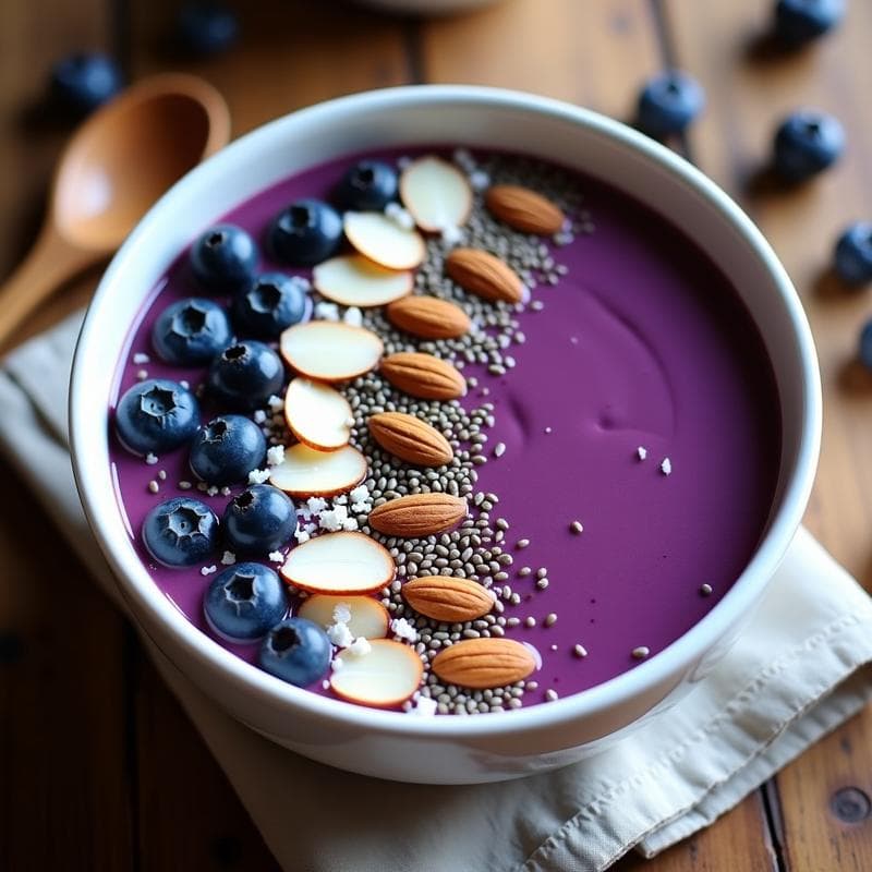 Smoothie Bowl Morado de Col Kale y Arándanos: Receta Antiinflamatoria en 5 Minutos