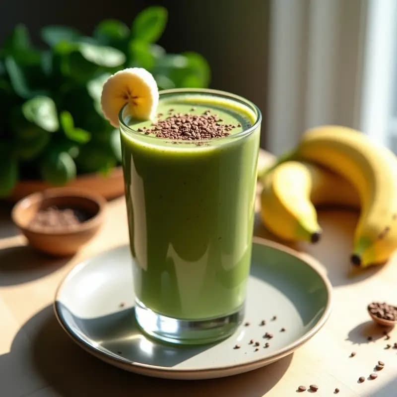 Smoothie de Cacao y Banana con Espinacas y Semillas de Cáñamo: Bebida de Recuperación Muscular en 5 Minutos