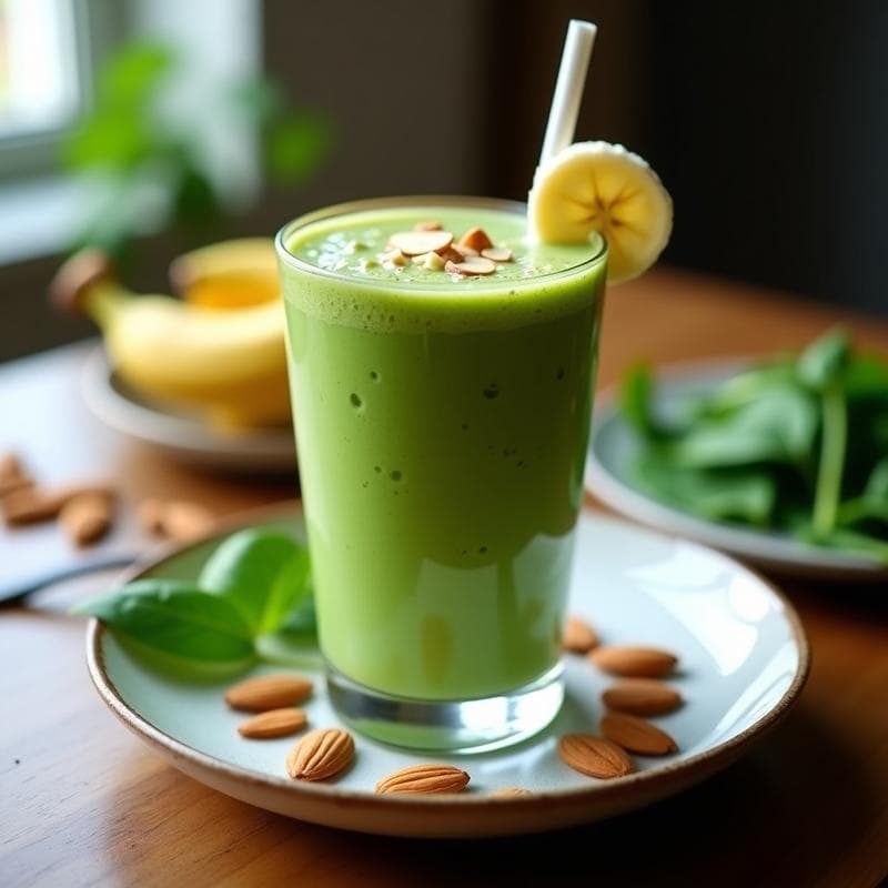 Smoothie de Espinaca, Plátano y Almendra: Receta Energizante en 5 Minutos para Empezar el Día