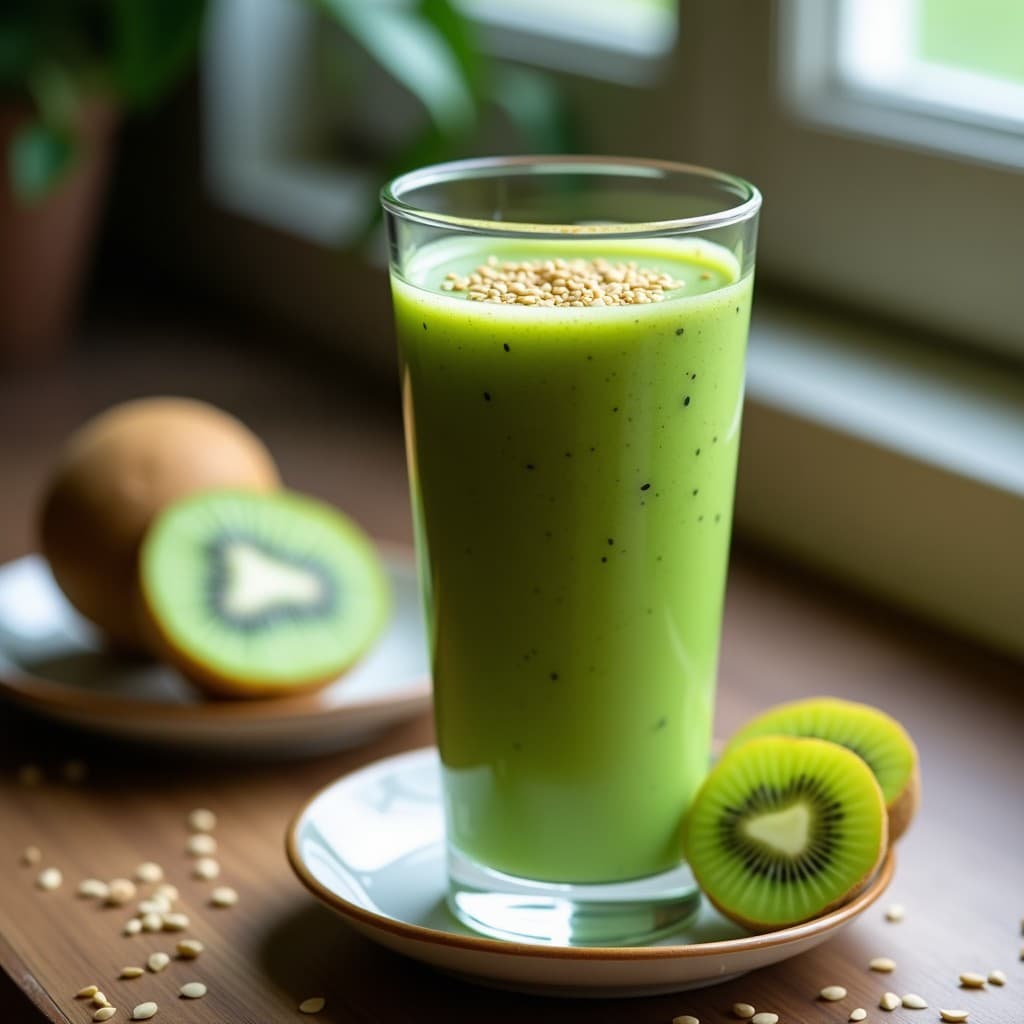Smoothie de Espirulina y Kiwi con Semillas de Cáñamo: Batido Proteico y Depurativo