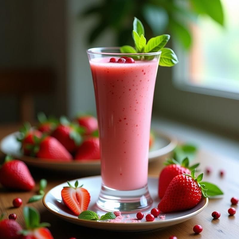 Smoothie de Fresa, Albahaca y Pimienta Rosa: Bebida Gourmet Antiinflamatoria