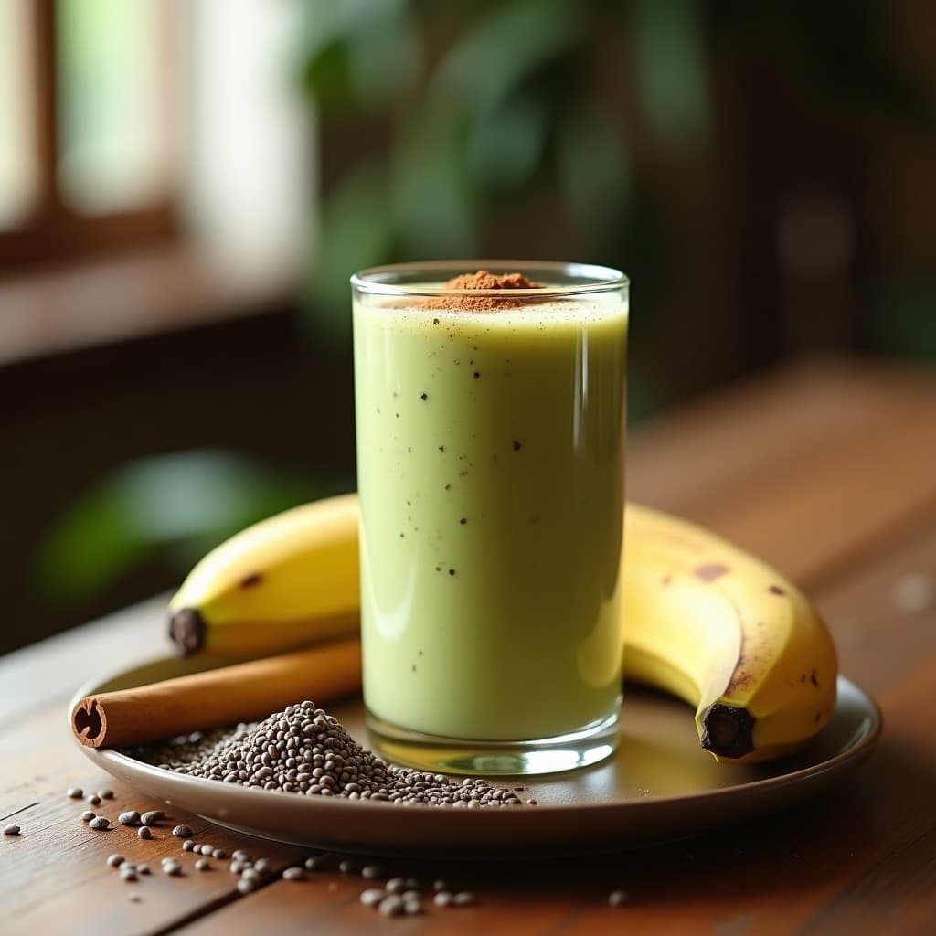 Smoothie de Guayusa y Plátano: Bebida Energizante Amazonica con Toque de Canela