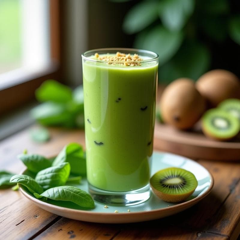 Smoothie de Kiwi y Espinacas con Semillas de Cáñamo: Bebida Detox Sin Lactosa