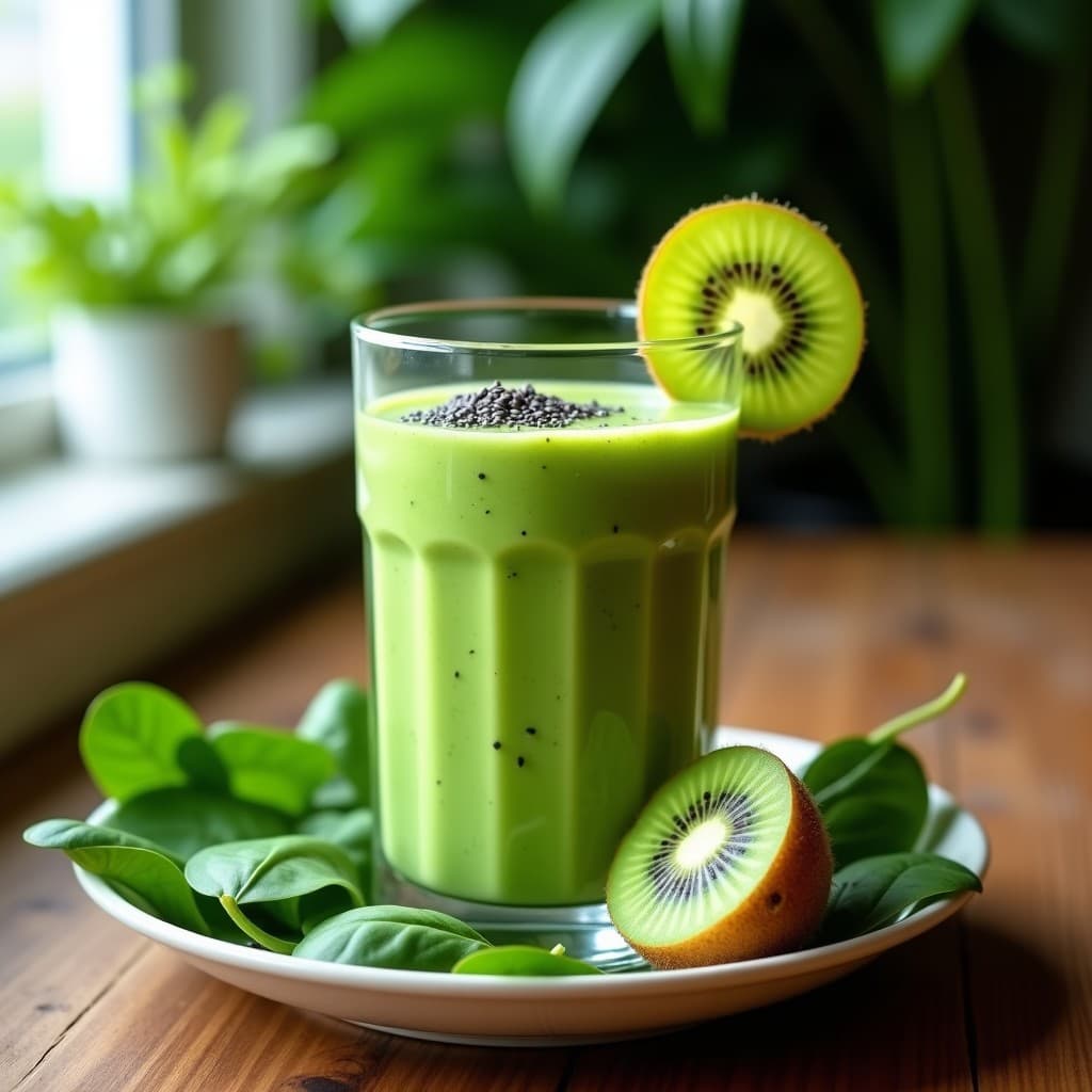 Smoothie de Kiwi y Espinacas con Semillas de Chía: Batido Detox y Alkalino