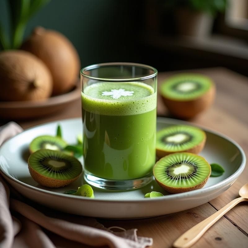 Smothie de Kiwi y Espirulina con Agua de Coco: Bebida Detox y Energética