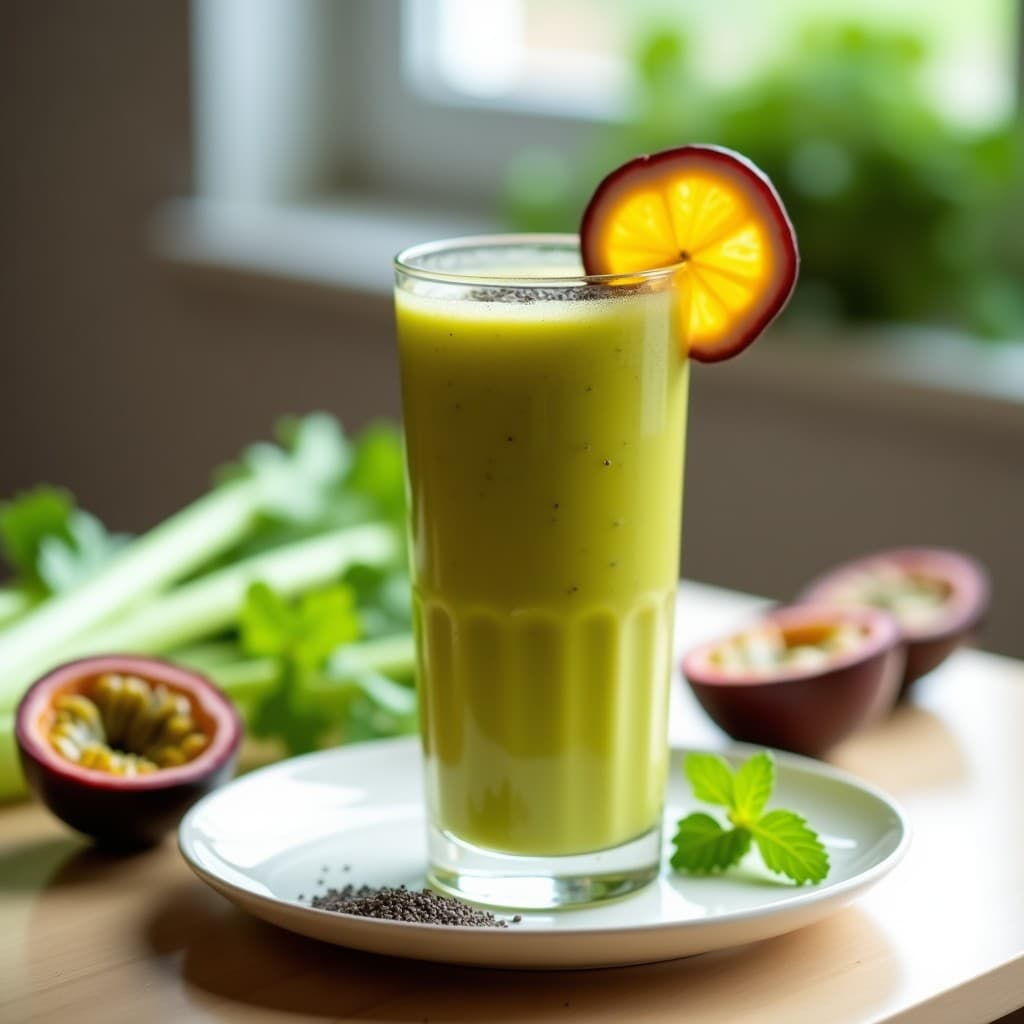 Smoothie de Maracuyá y Apio: Bebida Detox Vegana con Superalimentos en 5 Minutos