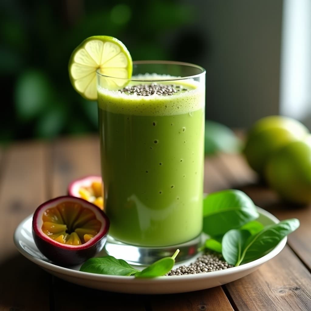 Smoothie de Maracuyá y Espinacas con Proteína Vegetal: Bebida Brasileña Post-Entreno