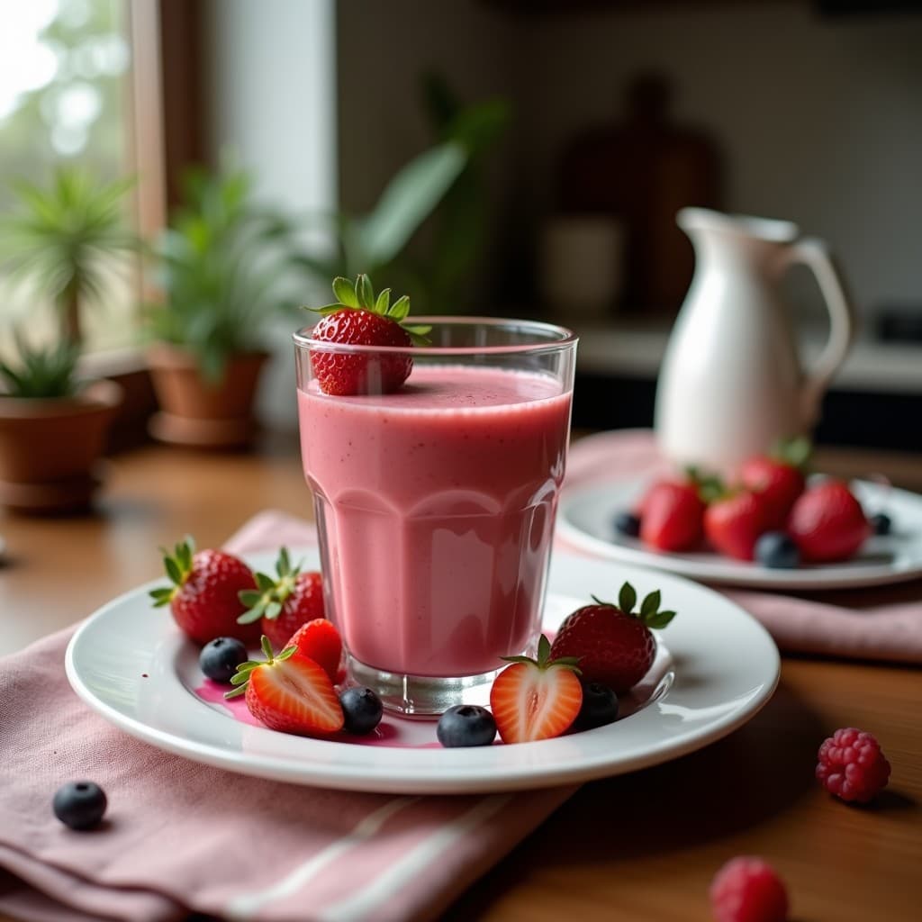 Smoothie de Péptidos de Colágeno, Fresas y Albahaca: Bebida Anti-Edad Sin Azúcar