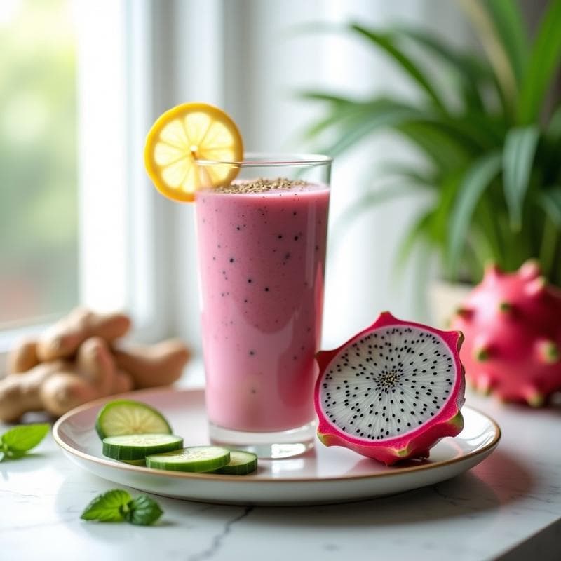 Smoothie de Pitahaya y Pepino con Jengibre: Bebida Detox y Baja en Calorías en 5 Minutos
