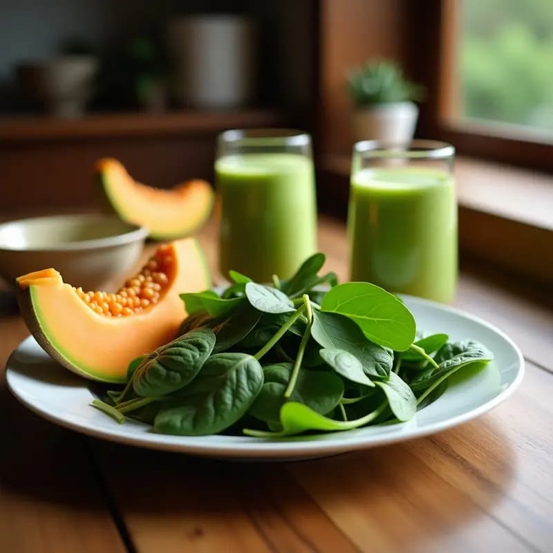 Smoothie Verde de Espinaca, Melón Cantalupo y Jengibre: Bebida Detox con Colágeno Vegano